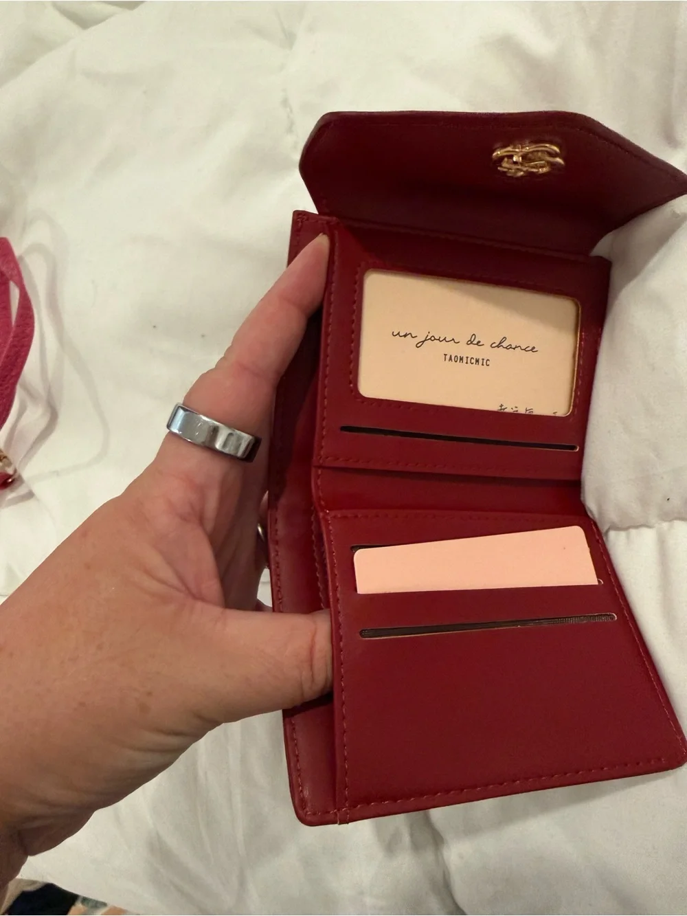 Red Leather Compact Wallet